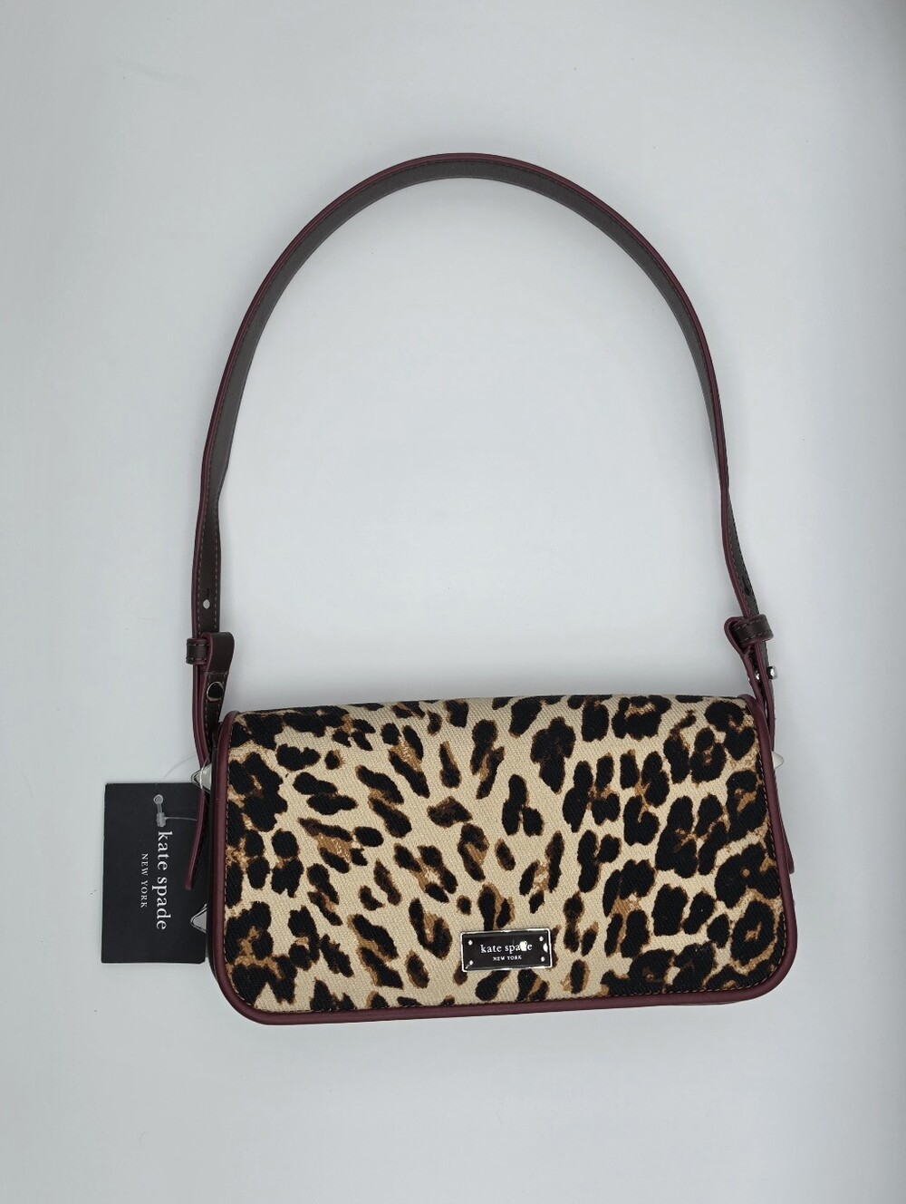 kate spade Leopard Print Crossbody with Burgundy Trim NWT